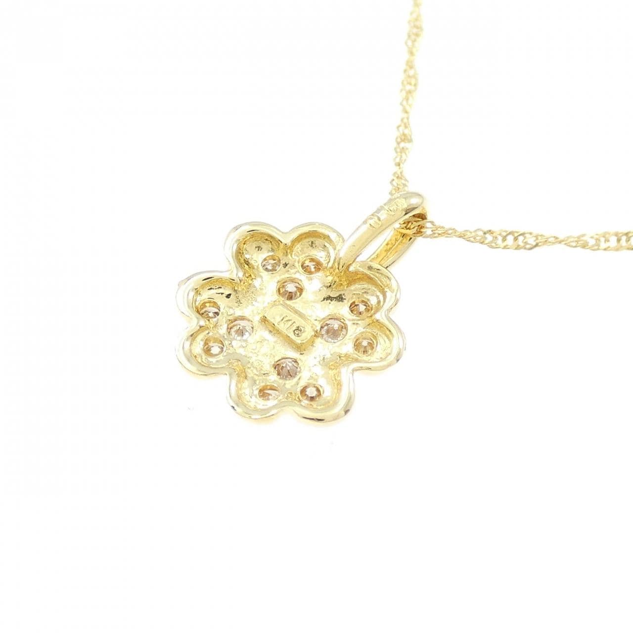 K18YG クローバー ダイヤモンド ネックレス 0.15CT