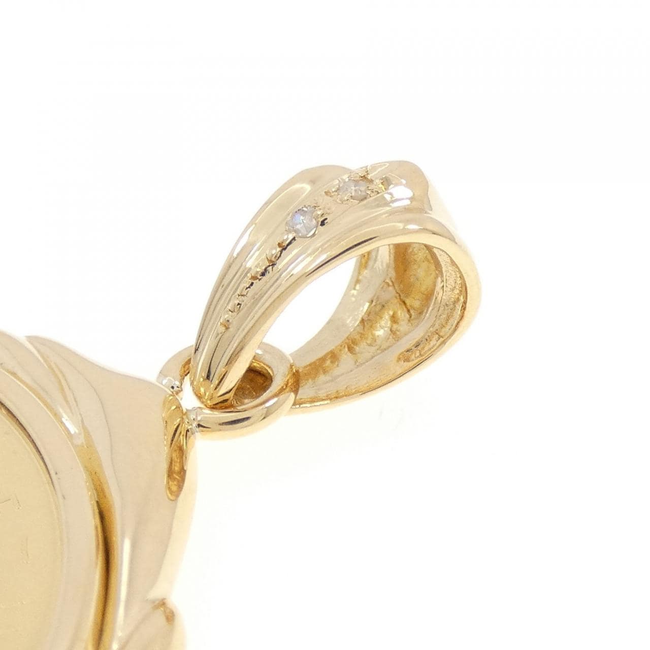 K18YG(枠) ダイヤモンド コイン ペンダント 0.02CT