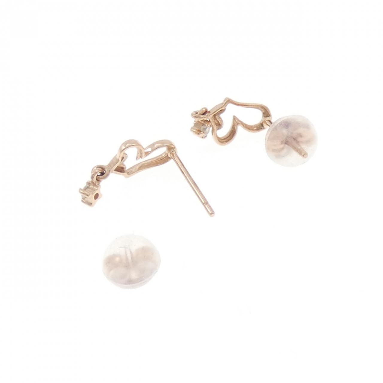 K10PG ハート ダイヤモンド ピアス