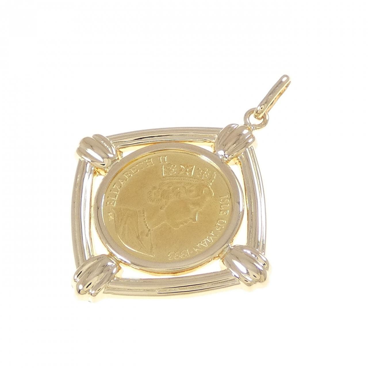 K18YG (frame) coin pendant