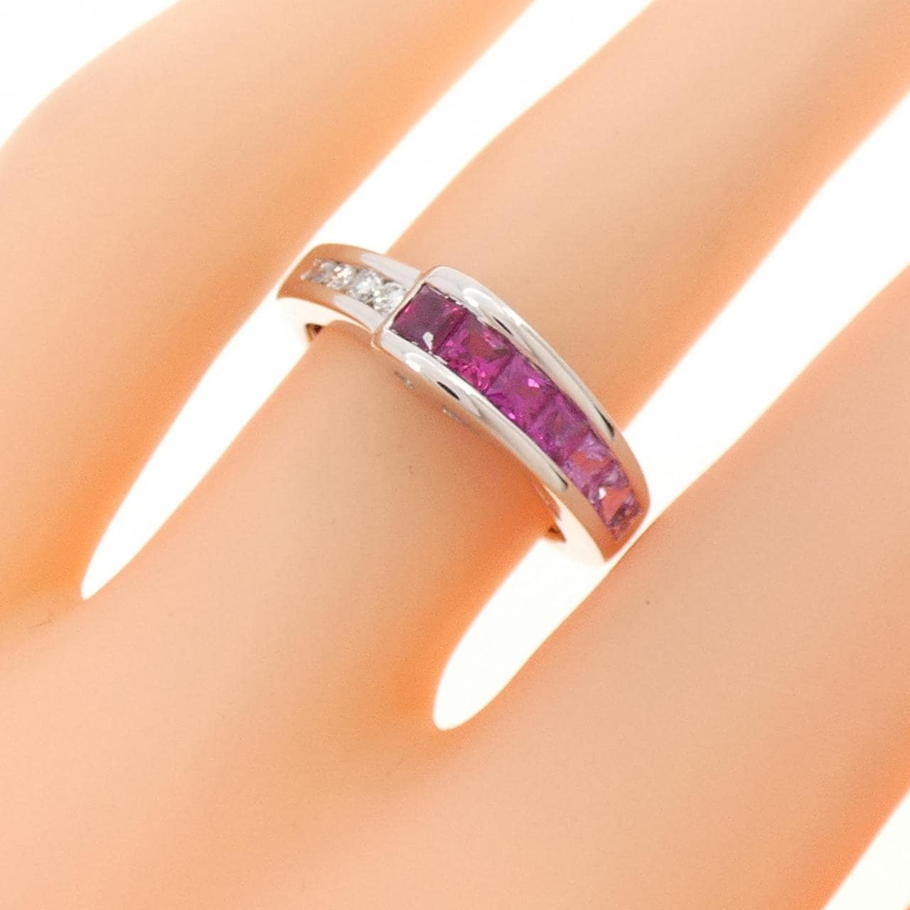 K18WG カラーストーン リング