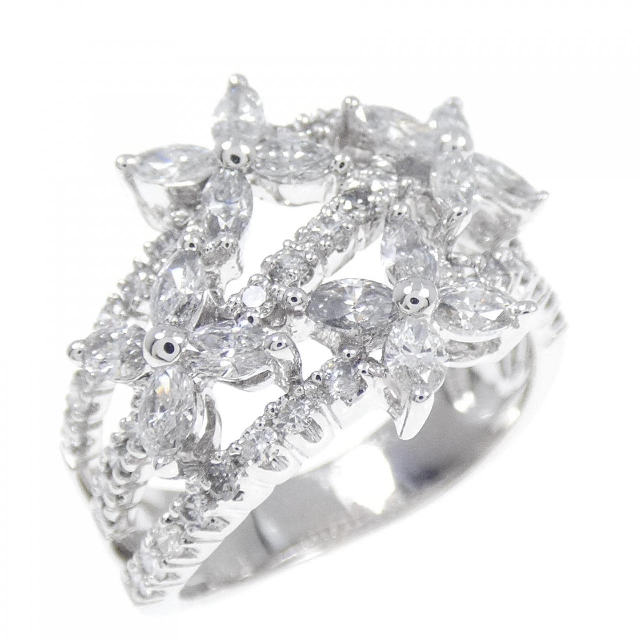 K18WG花朵鑽石戒指0.95CT