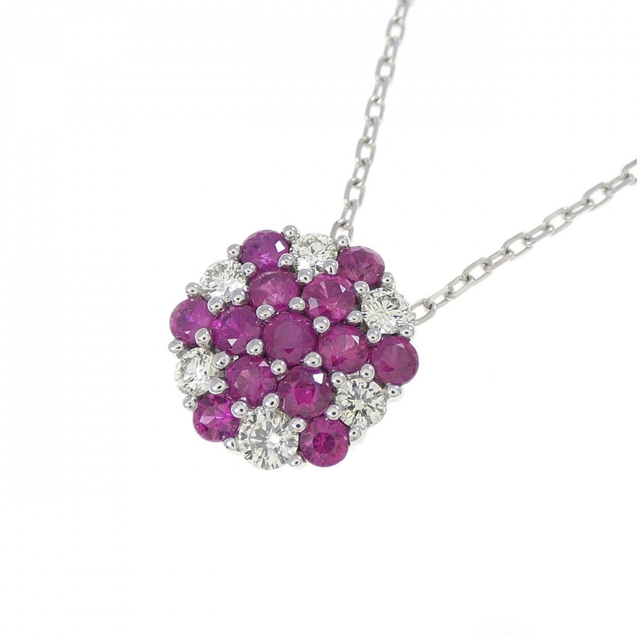 K18WG/750WG ルビー ネックレス