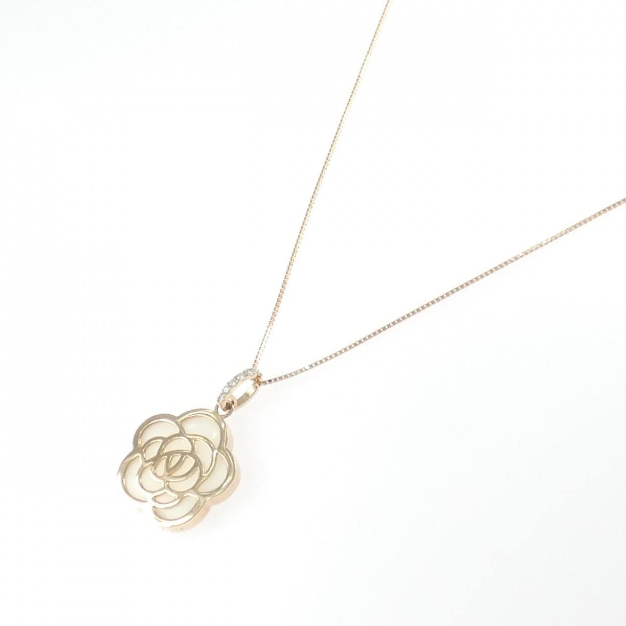 K18PG フラワー サンゴ ネックレス