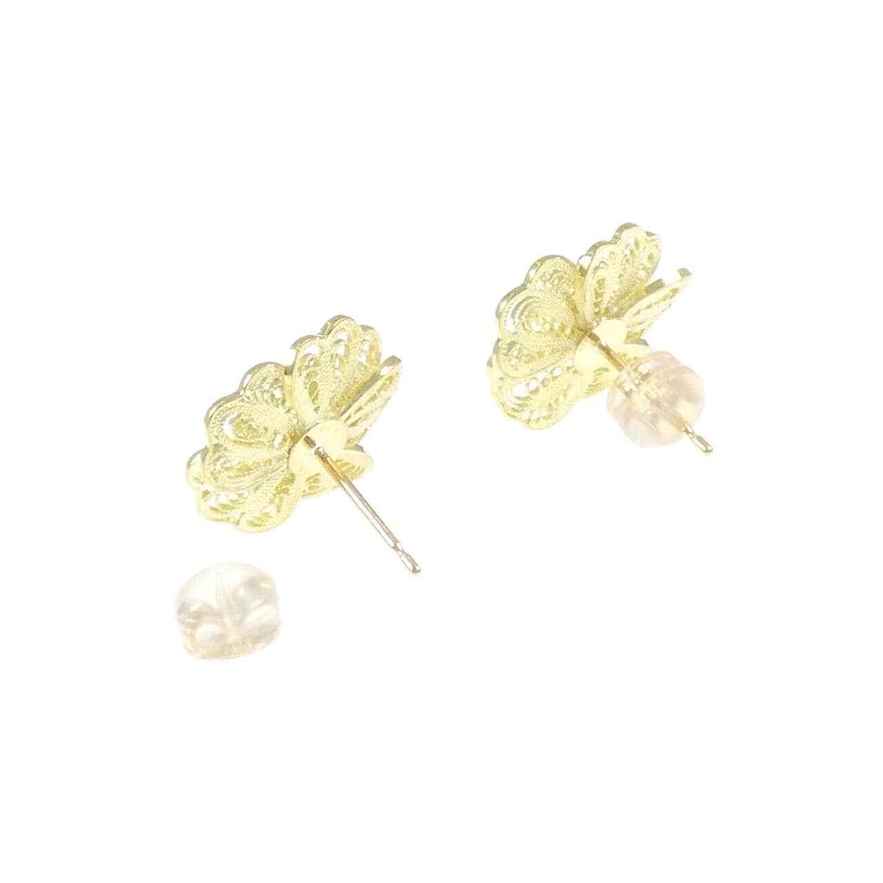 K18YG flower Diamond earrings 0.20CT