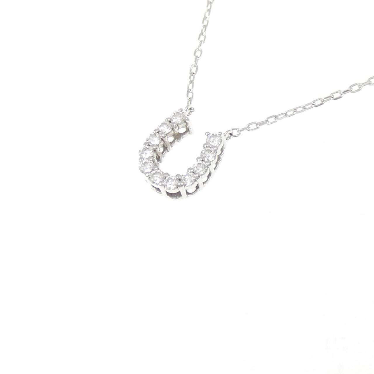 K18WG ホースシュー ダイヤモンド ネックレス 0.07CT