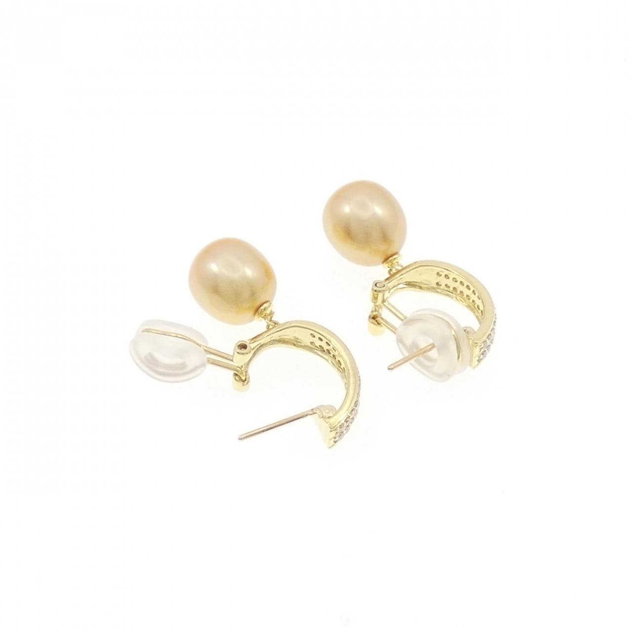 K18YG 白蝶パール ピアス 9.4mm