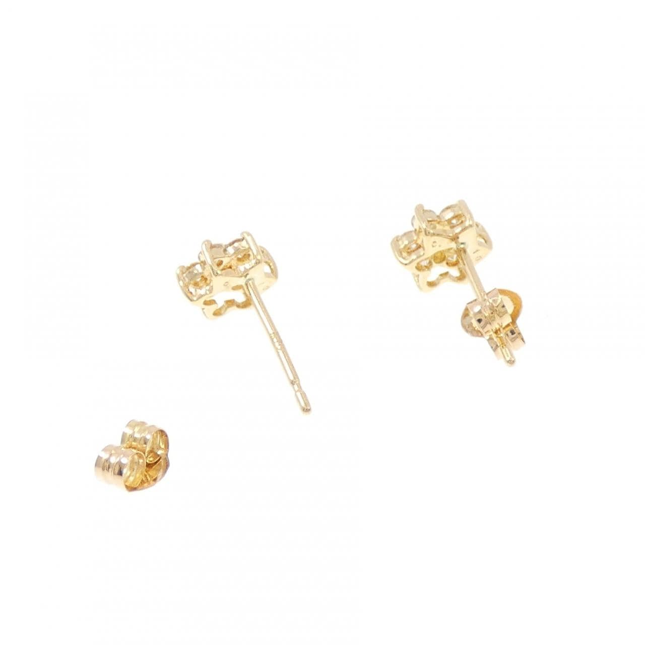 K18YG フラワー ダイヤモンド ピアス 0.20CT