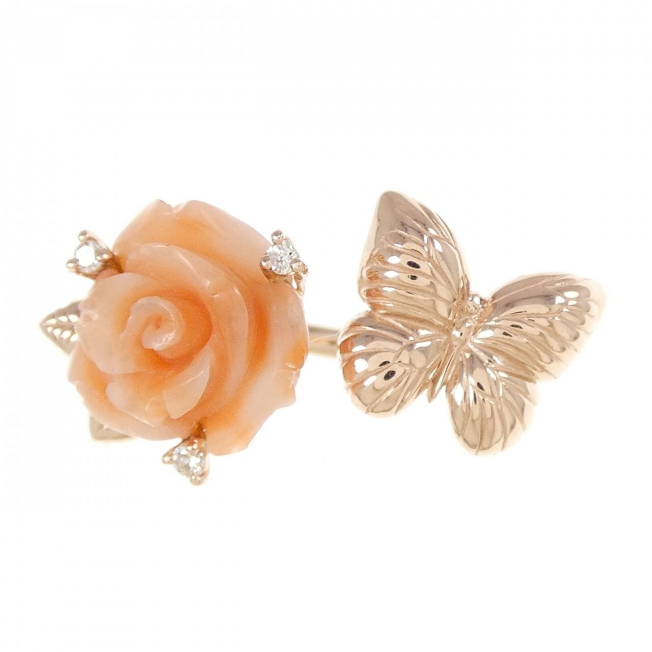 K14PG Rose Coral Ring