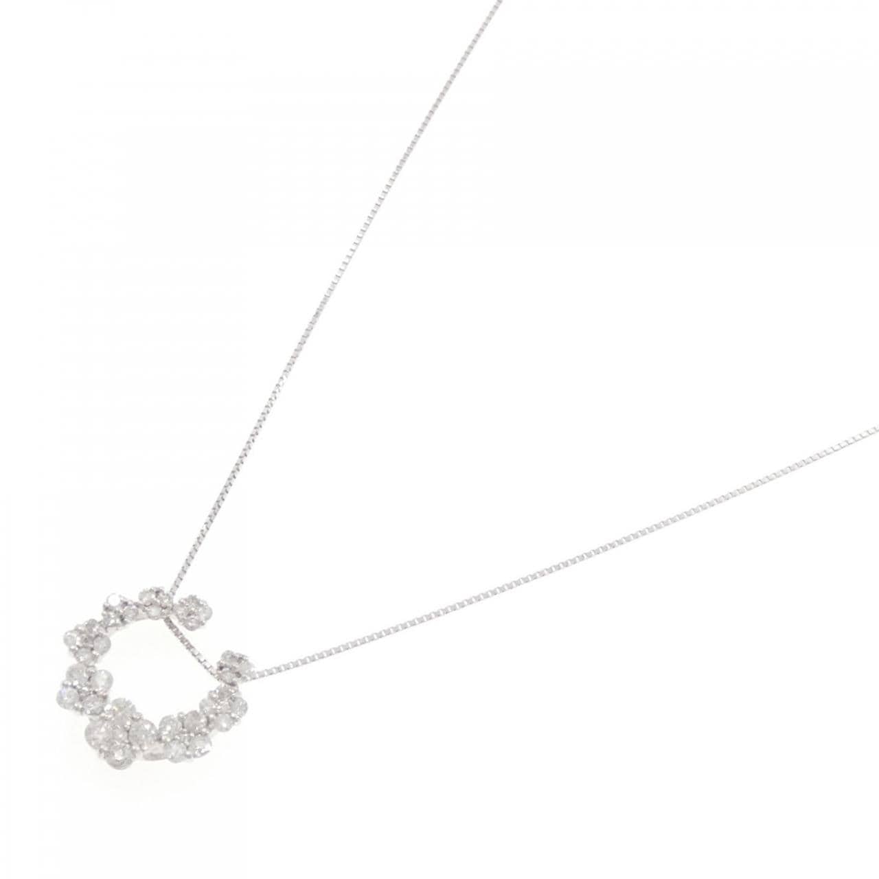 K18WG フラワー ダイヤモンド ネックレス 0.95CT