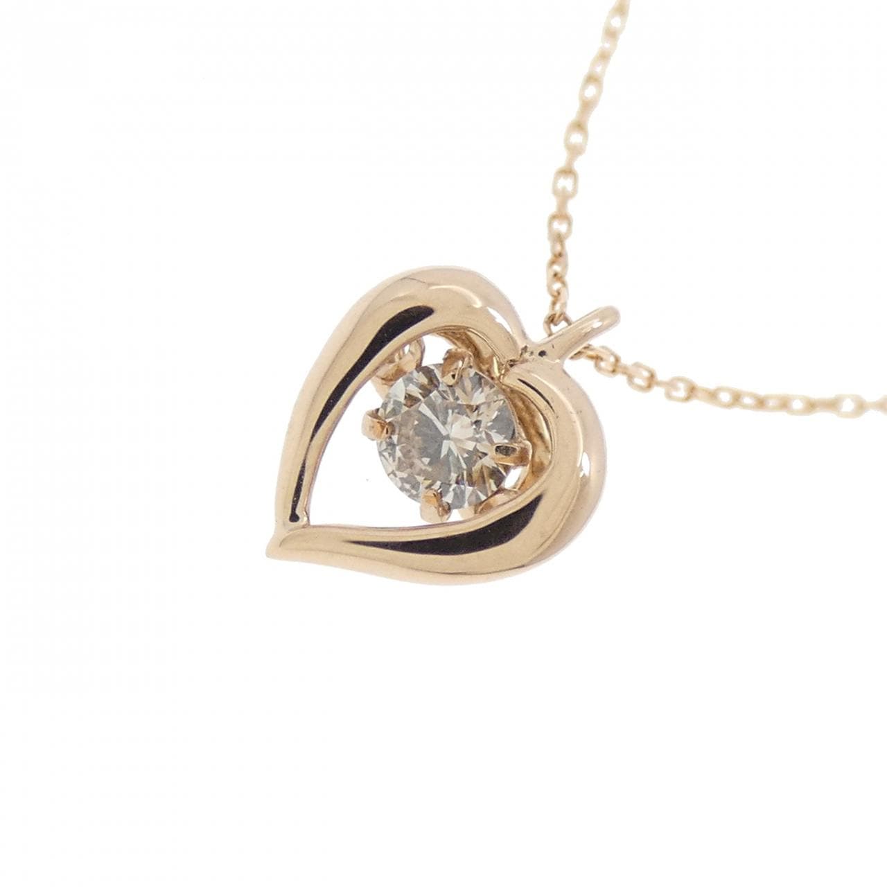 K18PG ハート ダイヤモンド ネックレス 0.08CT