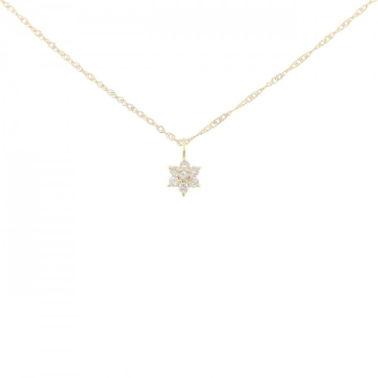 K18YG フラワー ダイヤモンド ネックレス 0.10CT