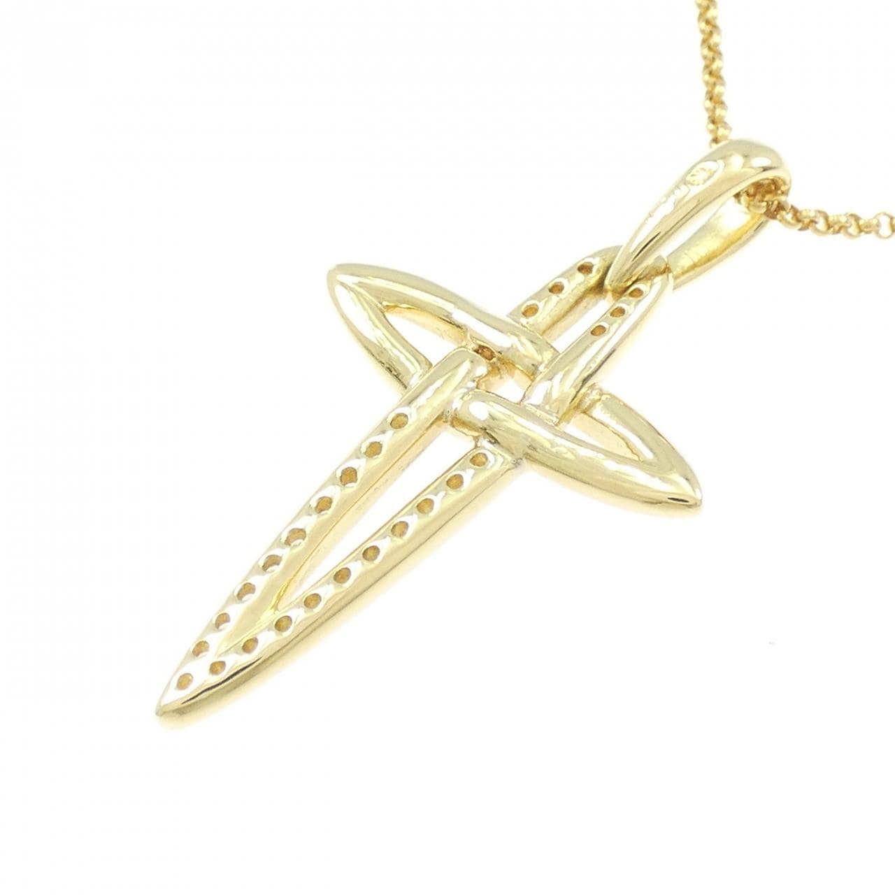 K18YG クロス ダイヤモンド ネックレス 0.20CT