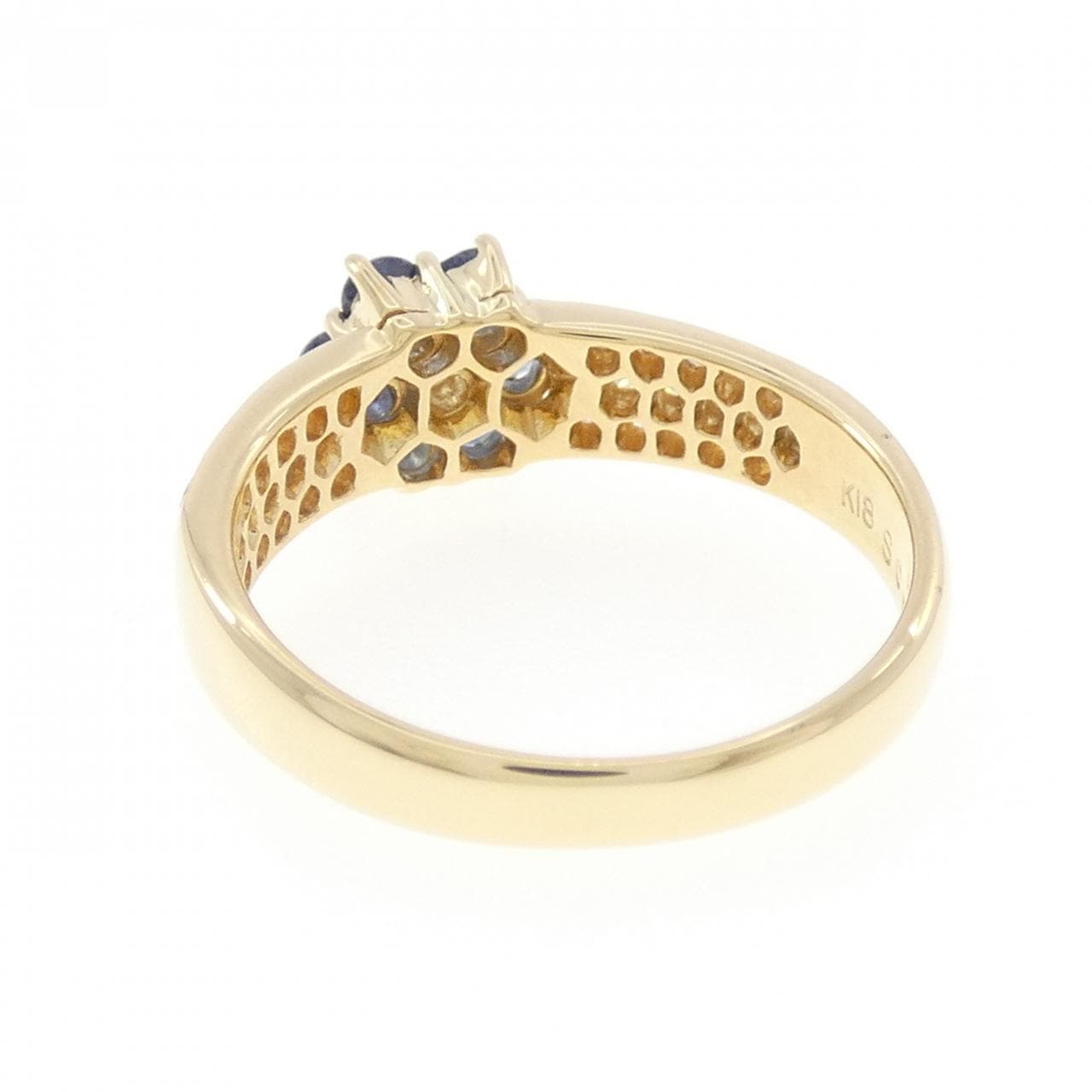 K18YG フラワー サファイヤ リング 0.50CT