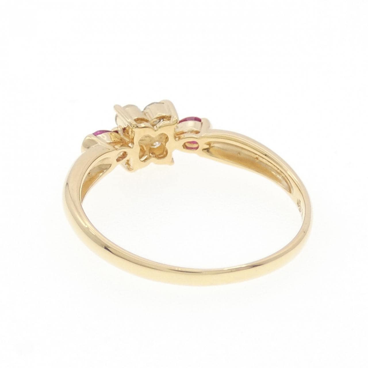 K18YG フラワー ルビー リング 0.18CT