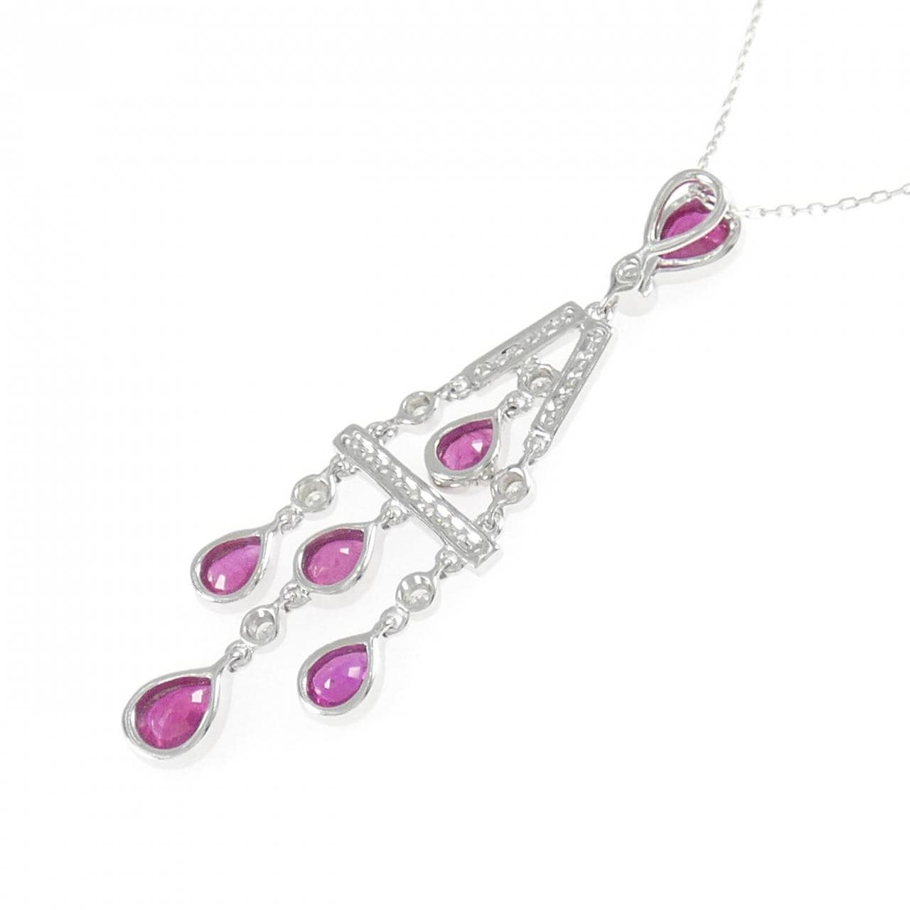 750WG/K18WG ルビー ネックレス 1.39CT