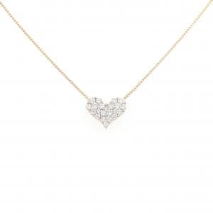 K18PG ハート パヴェ ダイヤモンド ネックレス 0.50CT