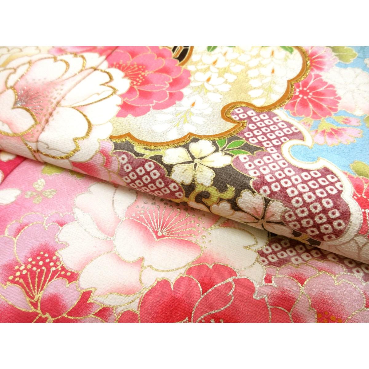 振袖　友禅金彩加工　刺繍入りボカシ染