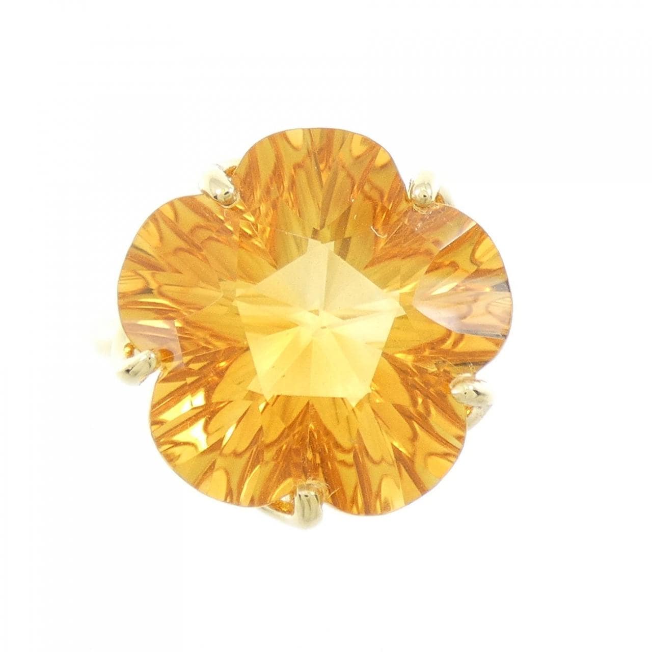 K18YG フラワー シトリン リング 8.51CT