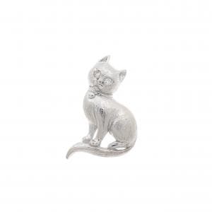 K18WG キャット ダイヤモンド ブローチ 0.01CT