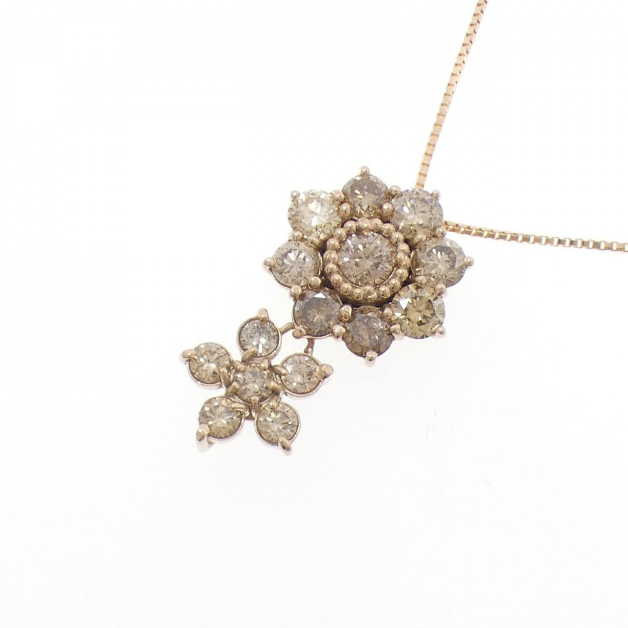 K18PG フラワー ダイヤモンド ネックレス 2.00CT