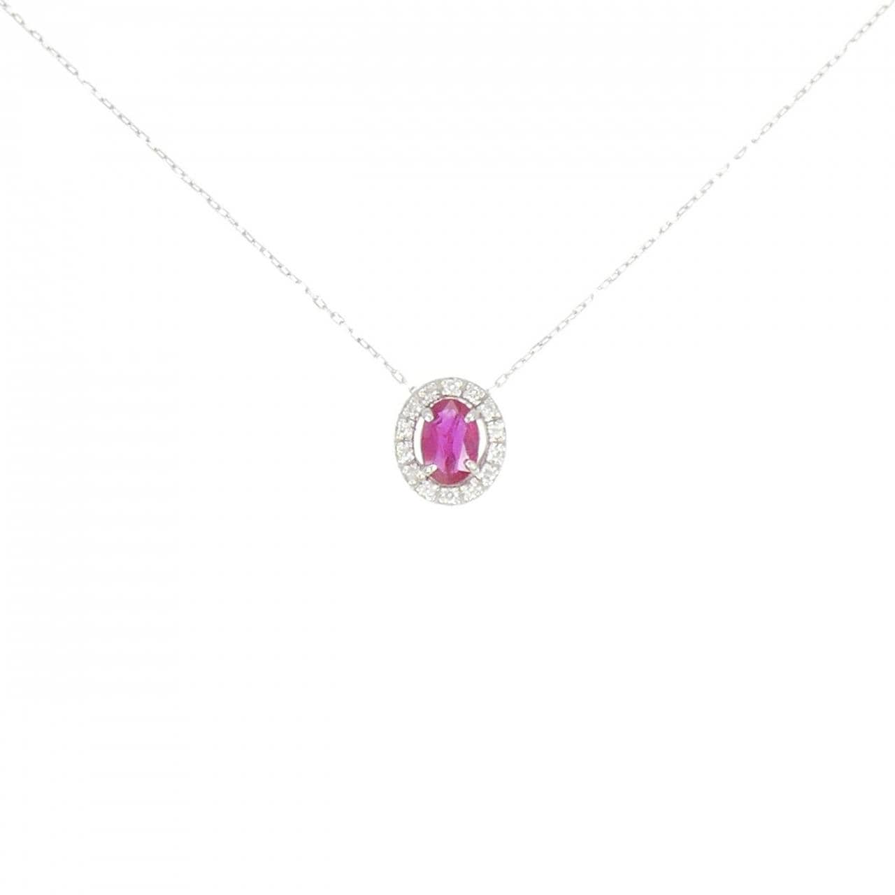 K18WG ルビー ネックレス 0.36CT