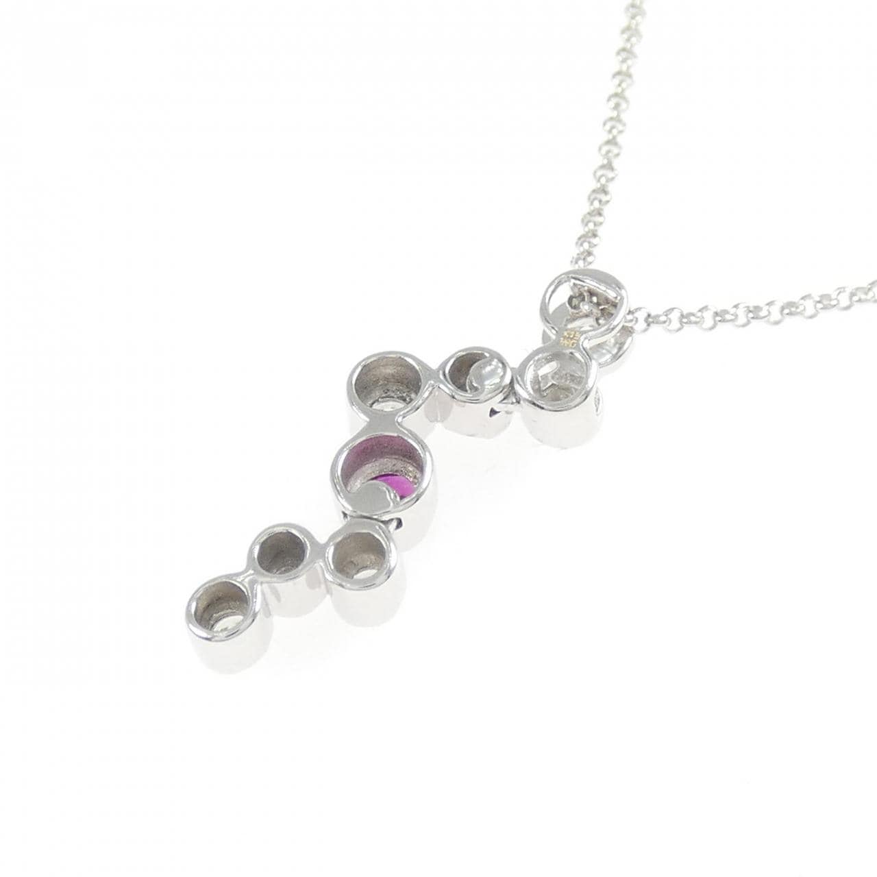 K18WG ルビー ネックレス 0.15CT