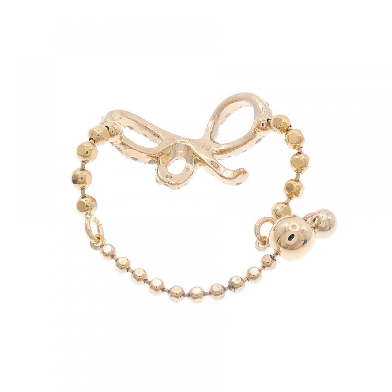 K18PG リボン ダイヤモンド リング 0.19CT