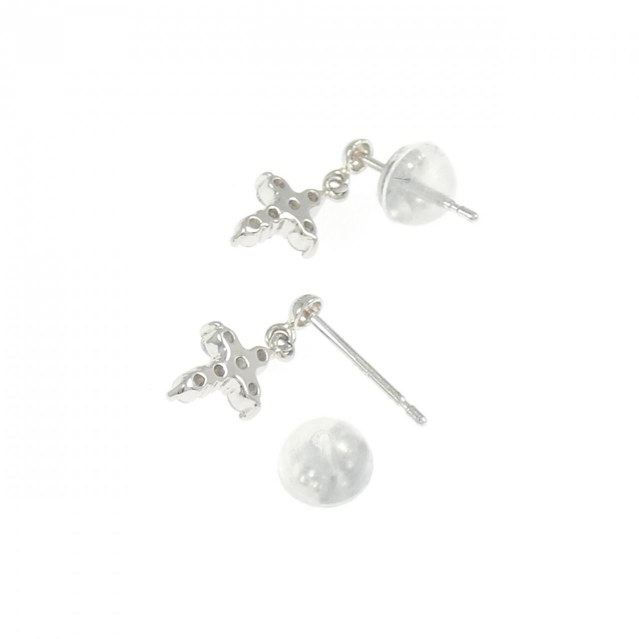 PT900 クロス ダイヤモンド ピアス 0.20CT