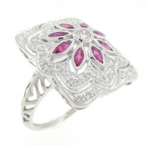 PT900 フラワー ルビー リング 0.67CT