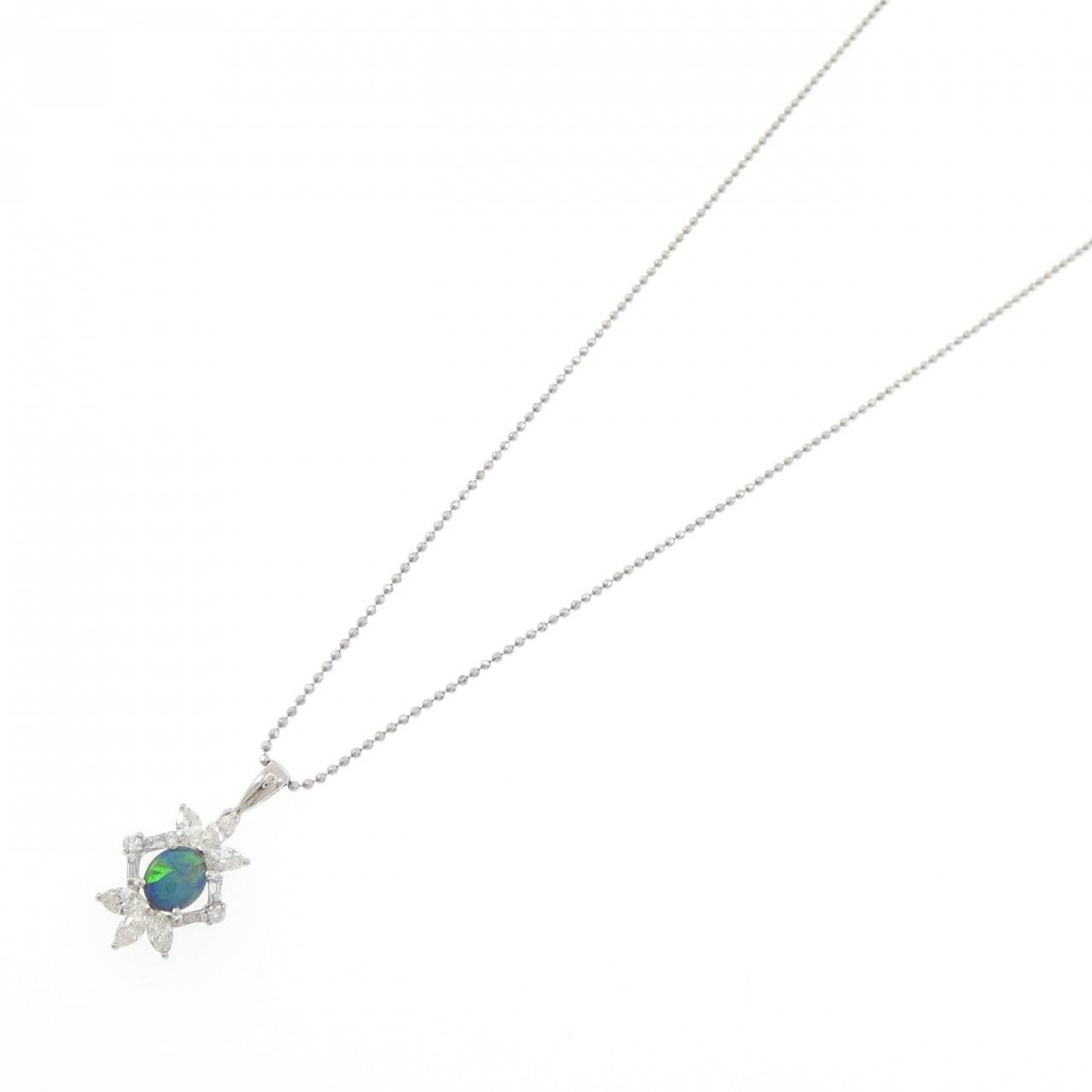 PT900/PT850 ブラックオパール ネックレス 0.68CT