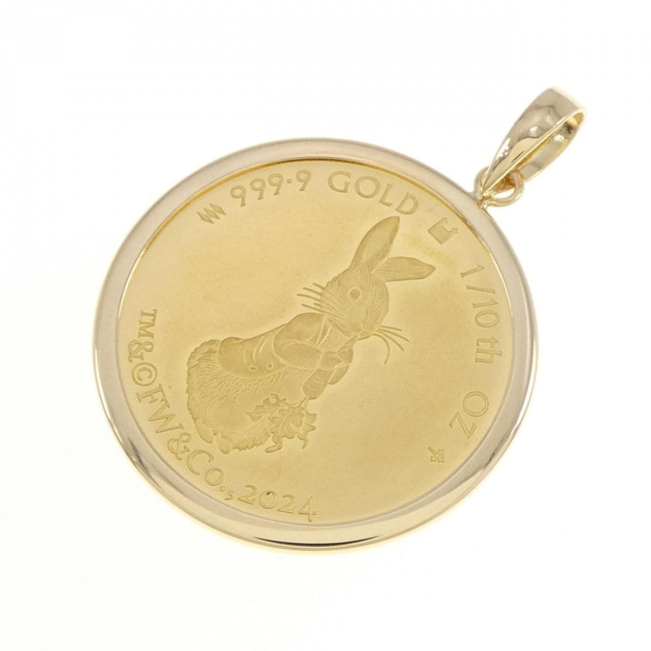 K18YG frame coin pendant