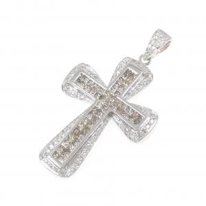 750WG クロス ダイヤモンド ペンダント 2.10CT