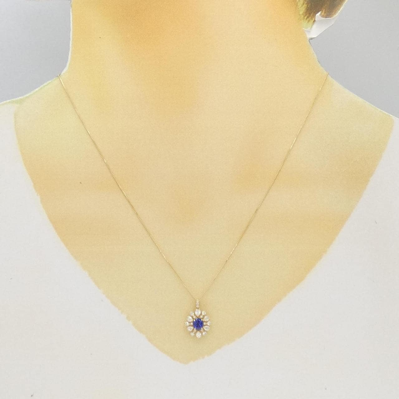 [BRAND NEW] K18YG Sapphire Necklace 0.68CT