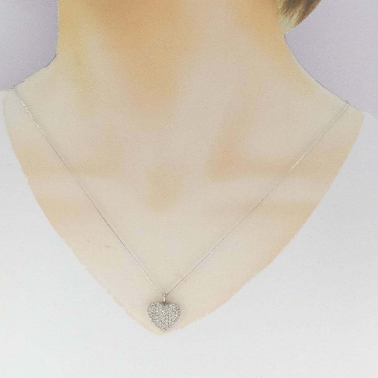 K18WG パヴェ ハート ダイヤモンド ネックレス 1.00CT