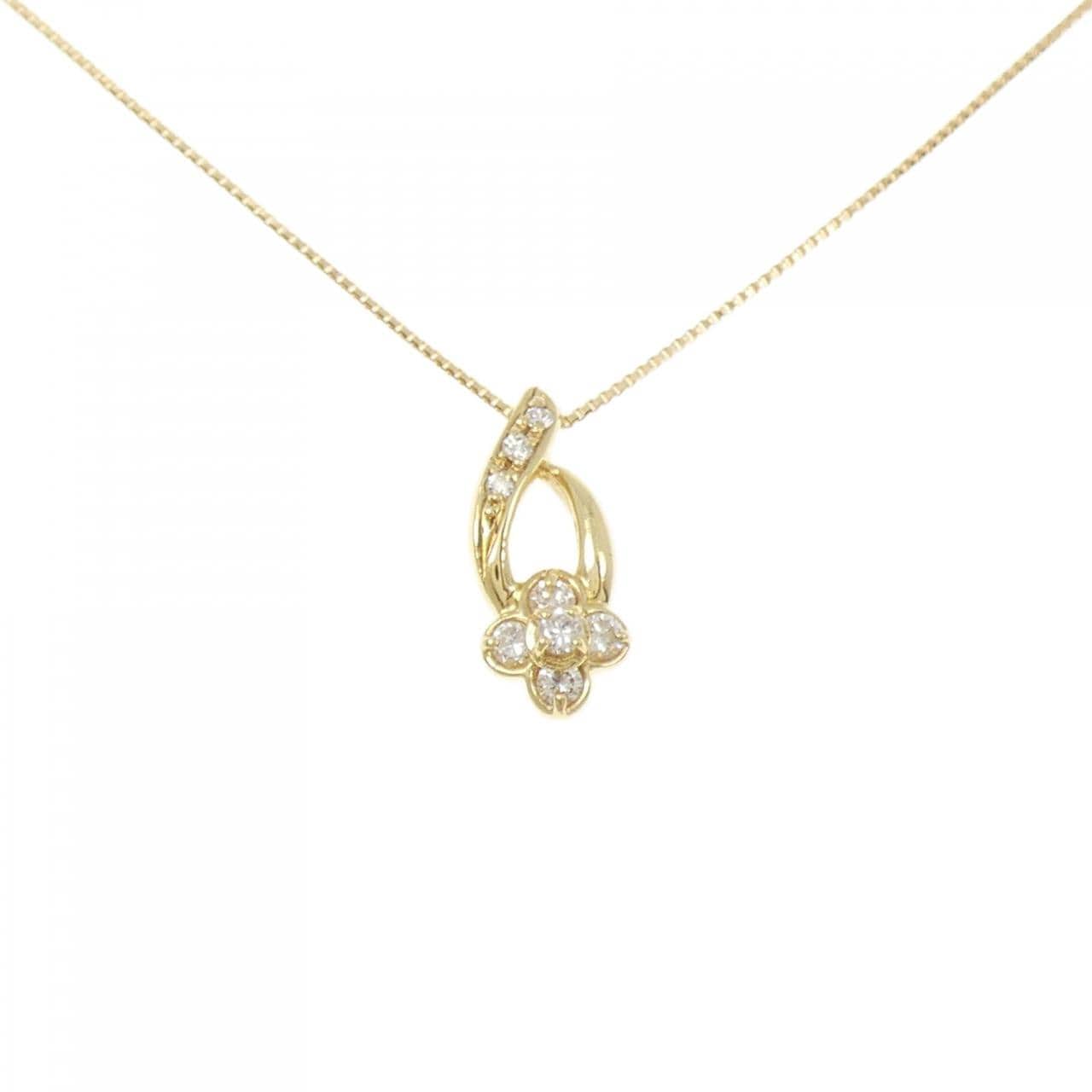 K18YG フラワー ダイヤモンド ネックレス 0.15CT