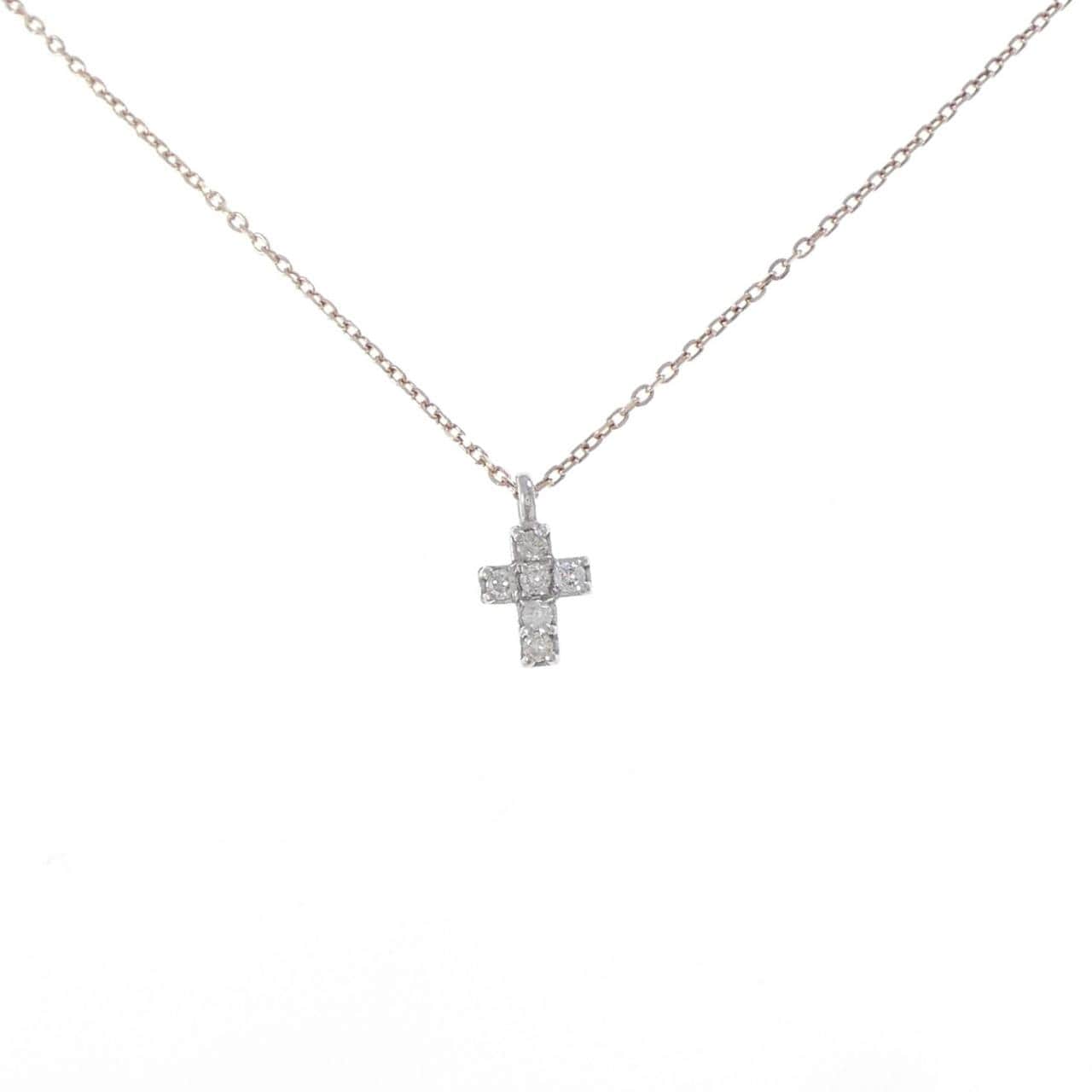 K10WG/K10PG クロス ダイヤモンド ネックレス 0.08CT