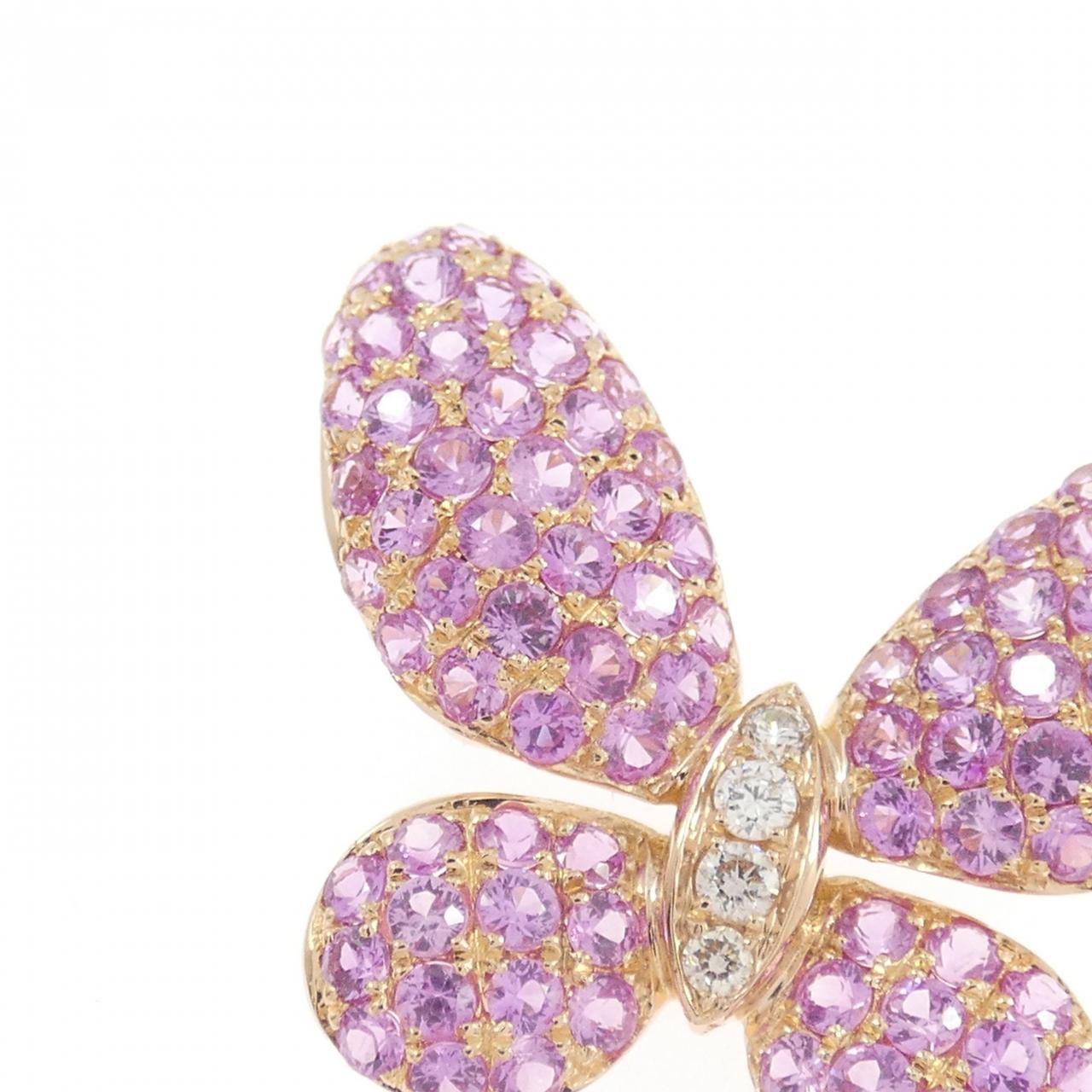 K18PG バタフライ サファイヤ ブローチ 2.20CT