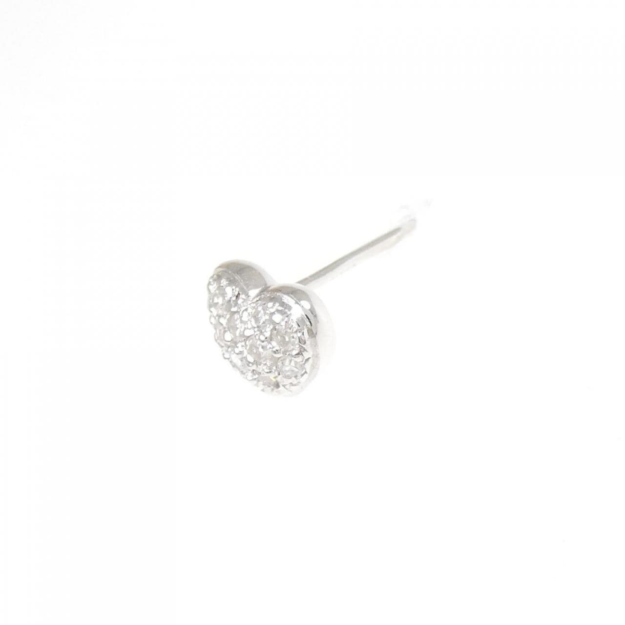 K14WG ハート パヴェ ダイヤモンド ピアス 0.10CT 片耳