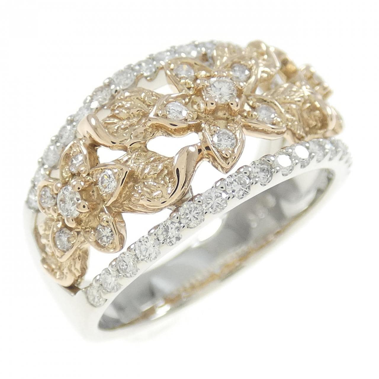 PT/18KPG フラワー ダイヤモンド リング 0.54CT