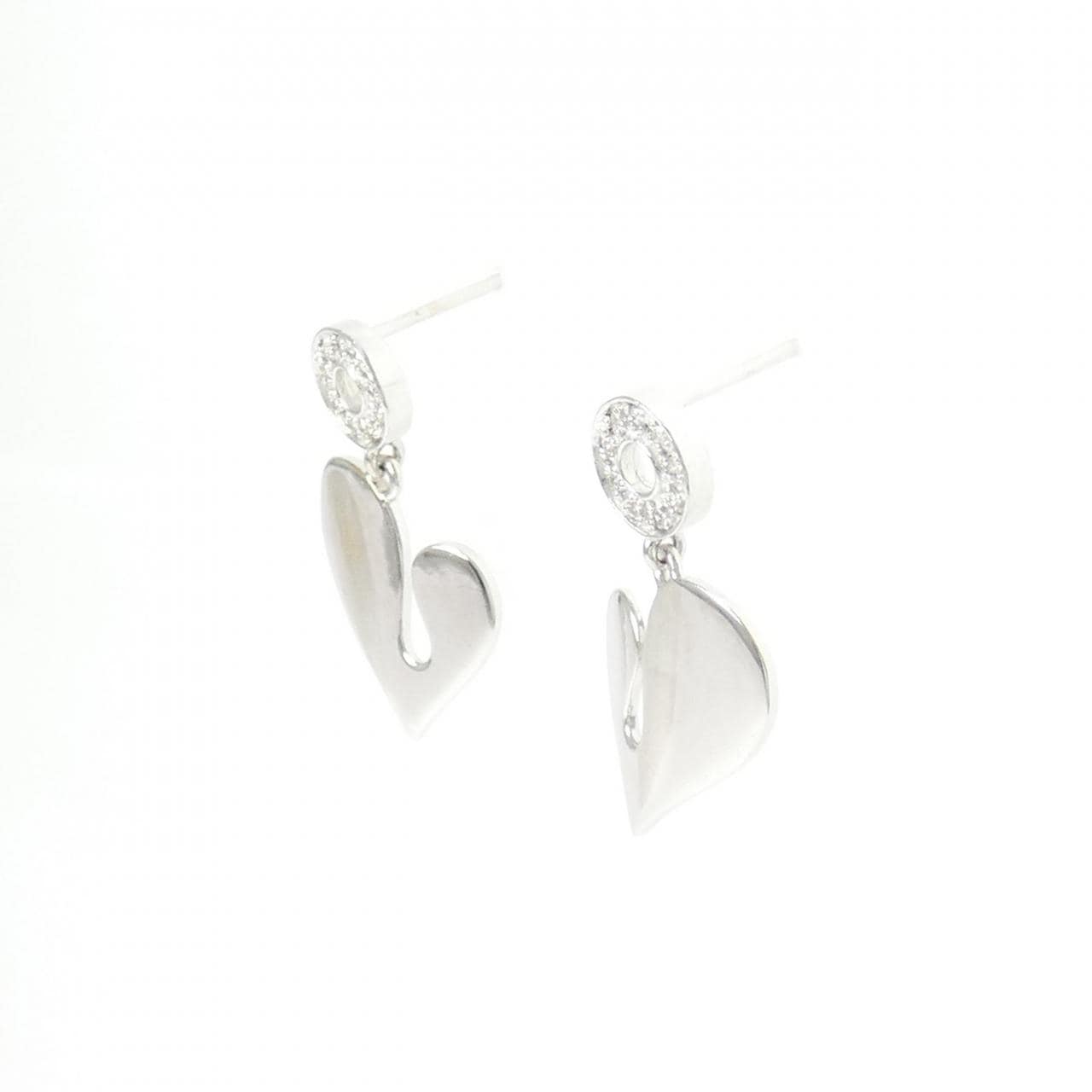 K18WG ハート ダイヤモンド ピアス 0.10CT