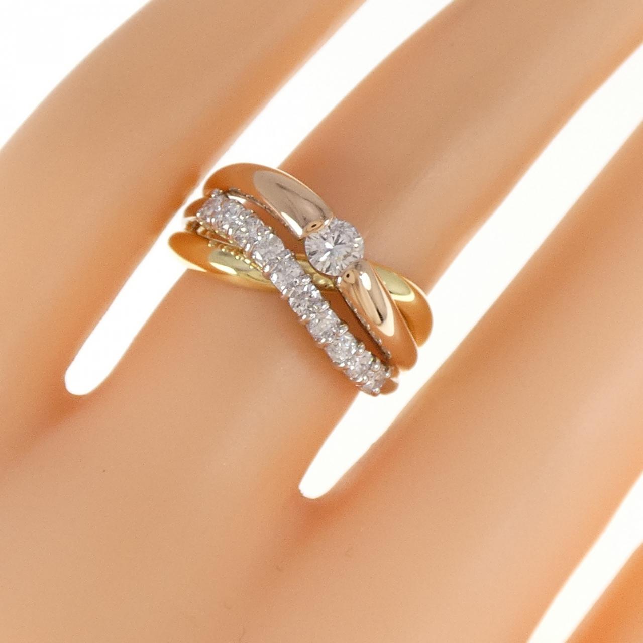 K18YG/PT900/K18PG ダイヤモンド リング 0.20CT