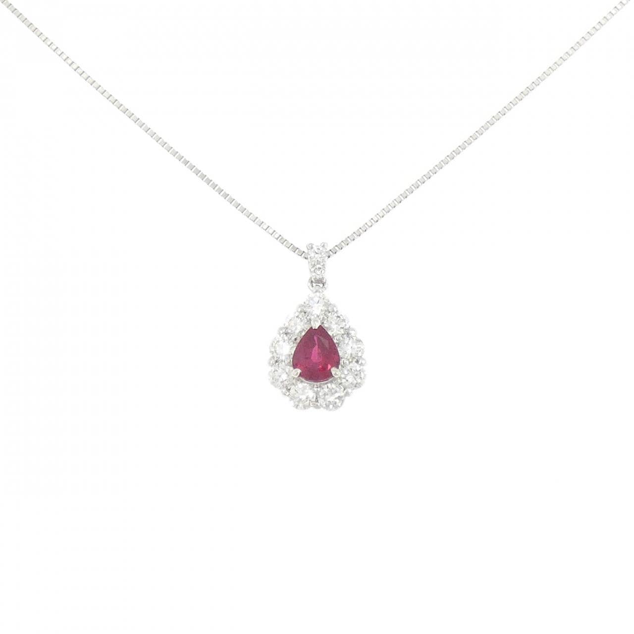 PT900/PT850 ルビー ネックレス 0.55CT