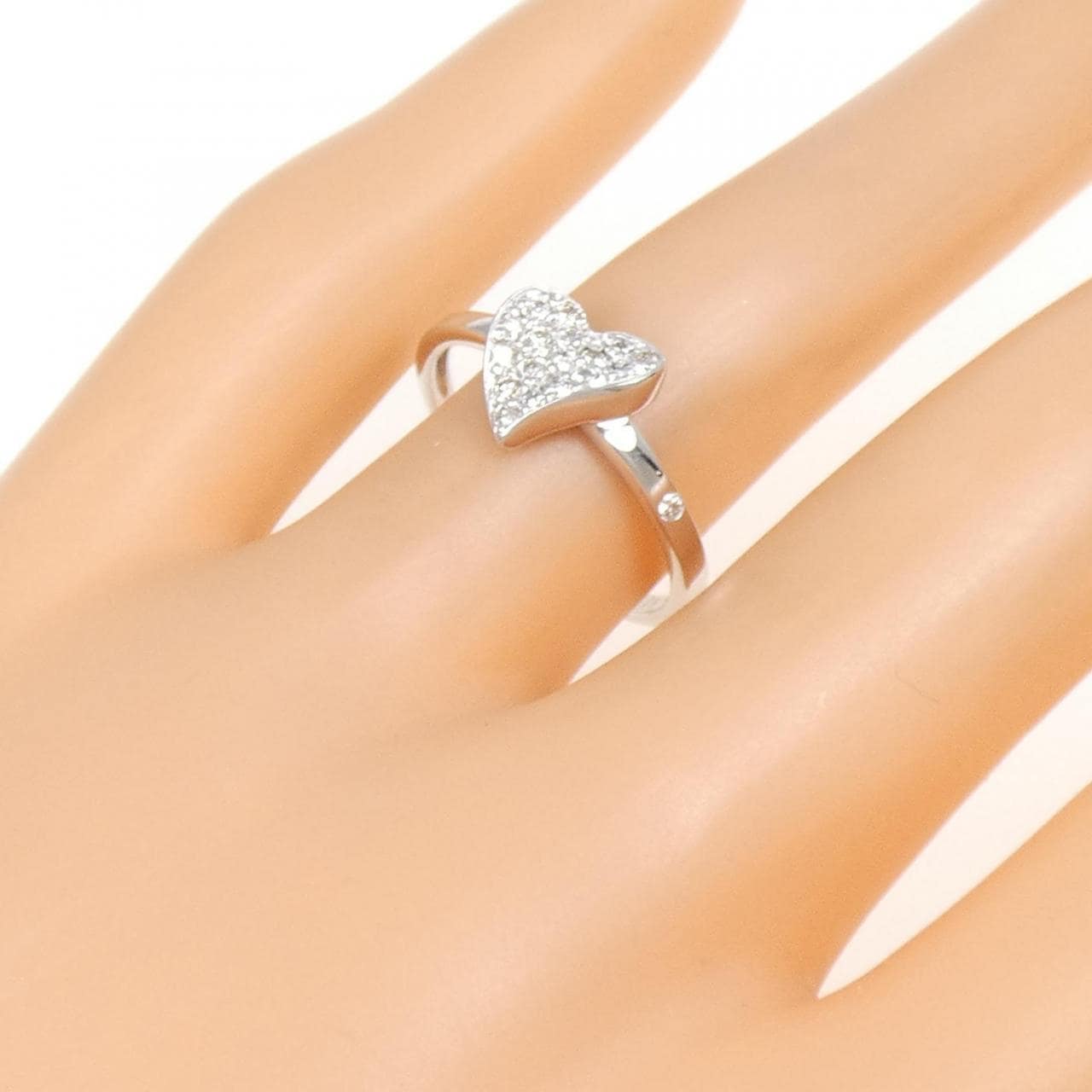 K18WG Heart Pave Diamond Ring 0.18CT