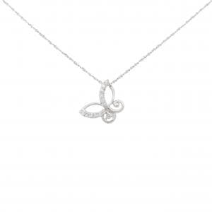 K18WG/750WG バタフライ ダイヤモンド ネックレス 0.17CT