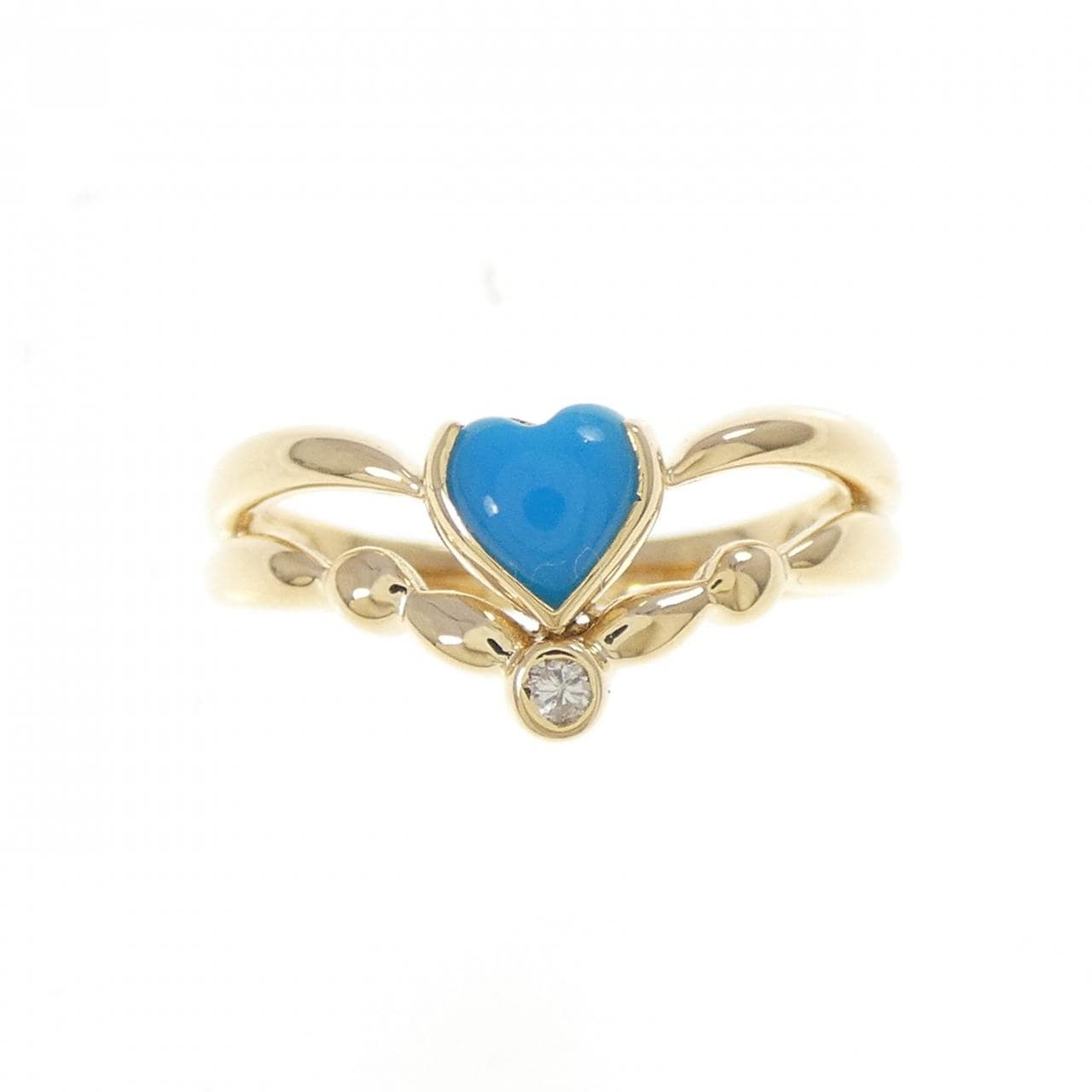 K18YG ハート ターコイズ リング