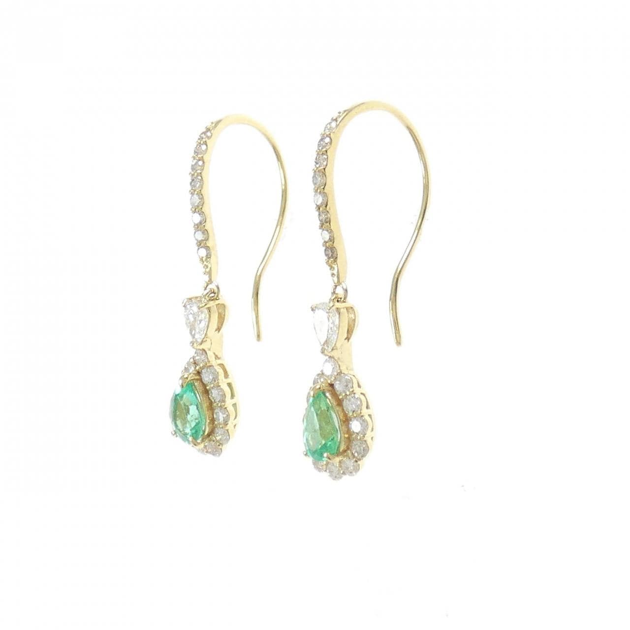 【新品】K18YG エメラルド ピアス 0.39CT