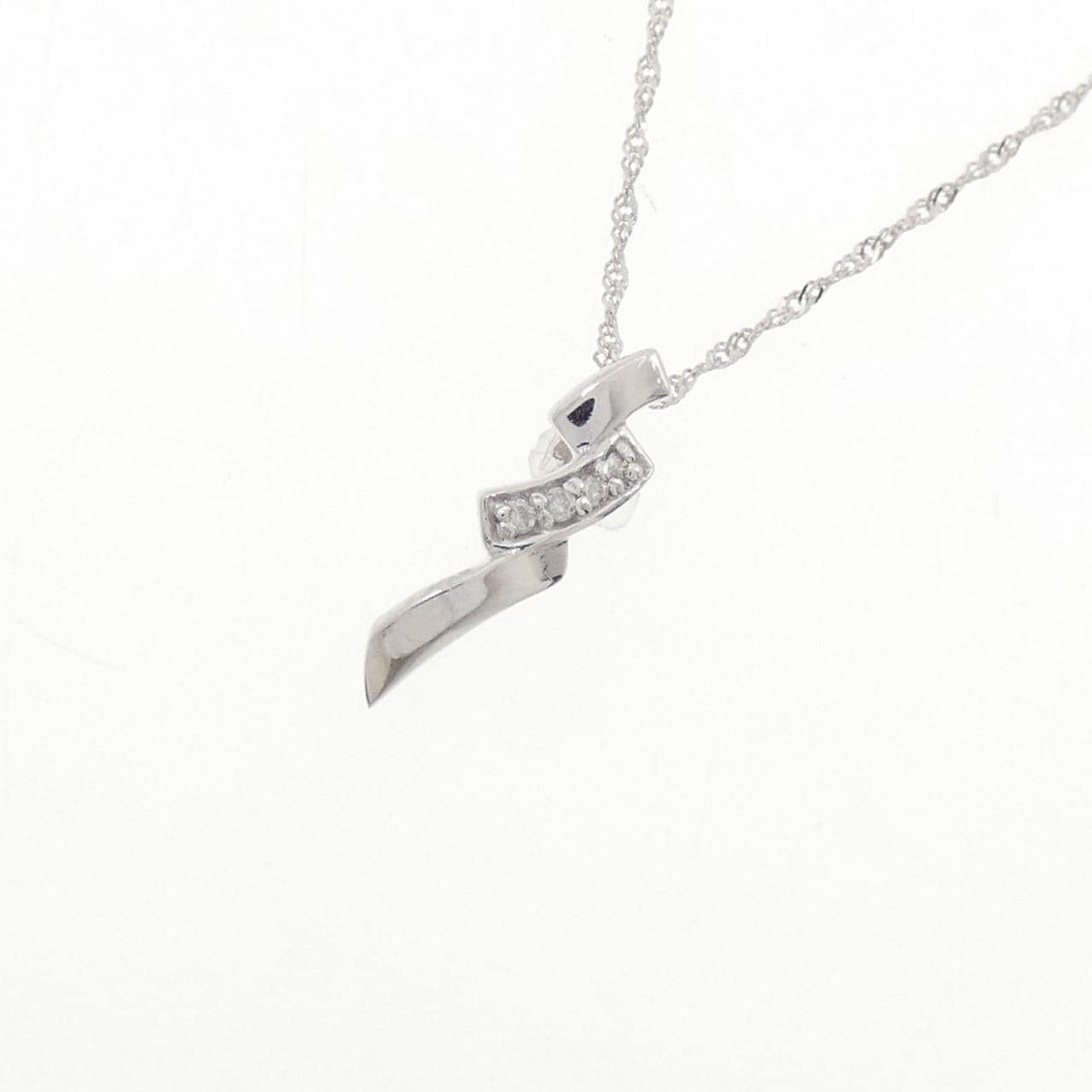 K18WG/750WG ダイヤモンド ネックレス 0.03CT