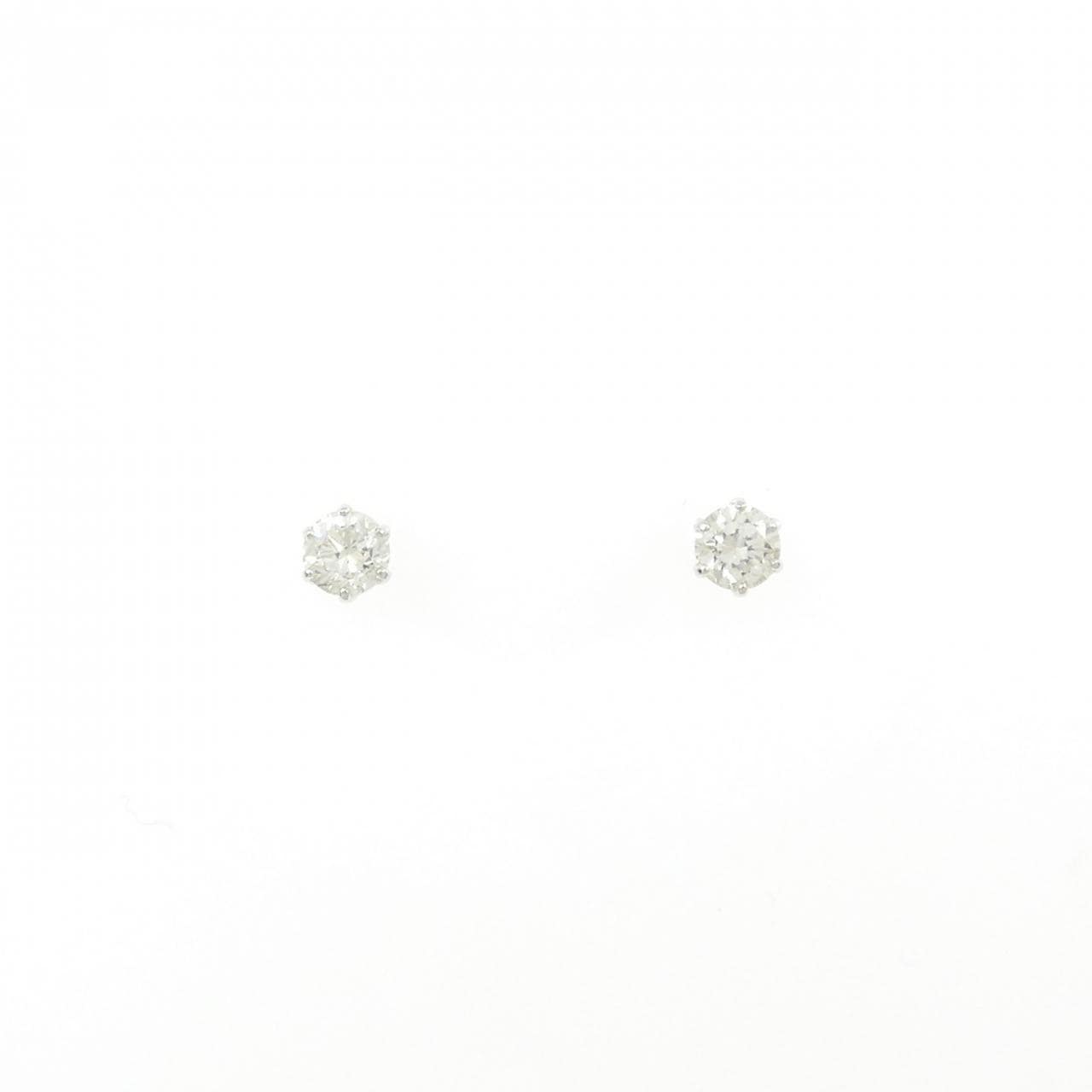 K18WG ソリティア ダイヤモンド ピアス 0.30CT