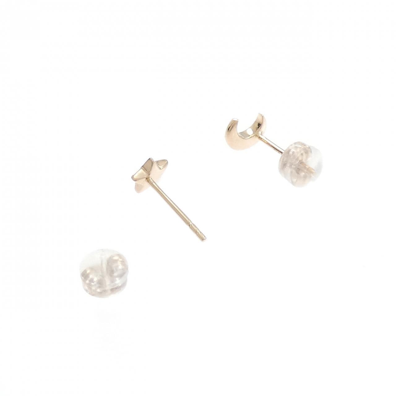 K18PG Moon x Star Diamond Earrings 0.10CT